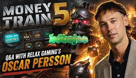 Money Train 5 স্লট গেমের একটি দৃশ্য যেখানে ট্রেনের স্টেশন এবং বিশেষ চরিত্রগুলো দেখা যাচ্ছে